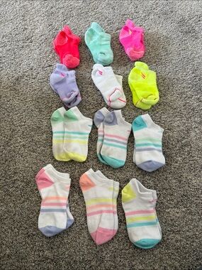 Adidas Athletic Girls No-Show Sock Bundle of 12 pairs